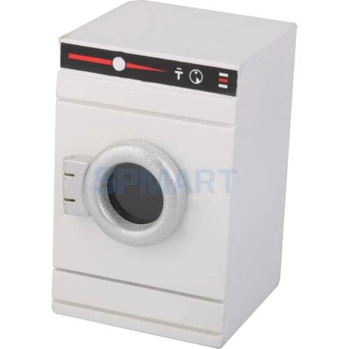 1/12 Scale Dollhouse Miniature Wood Washer Washing Machine for Dolls House Bathroom Furniture Decoration Life Scene Toy White