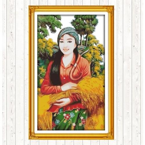 Harvest Season DIY Needlework Crafts 14CT 11CT Counted and Stamped DMC Cotton Thread Printed Canvas Cross Stitch Embroidery Kits
