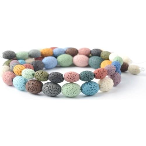Delicate Natural Semi-precious Stone Colorful Volcanic Lava Oval Beads Jewelry Making Handmade DIY Bracelet Necklace Accessories