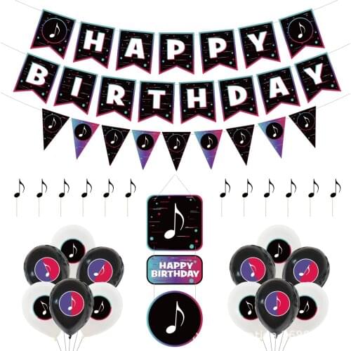 Birthday Party Tableware Banner Ballon Cake Copper Gift Bag Party Decor Supplies Set