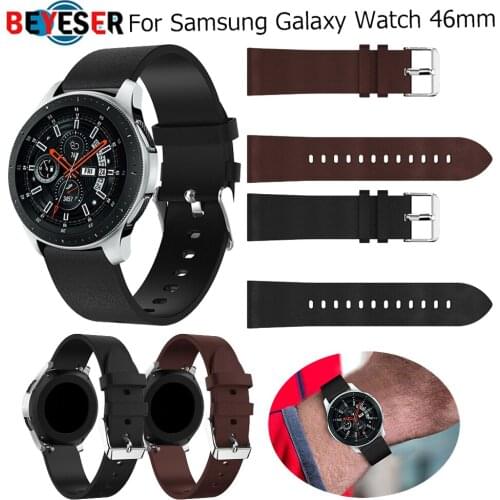 22mm Replacement Classic belt Leather Watch Band for galaxy watch 46mm Wrist Strap For Samsung Galaxy Watch 3 45mm Band Bracelet