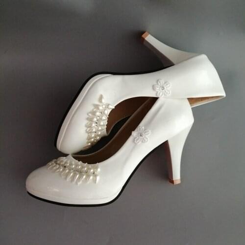 Luxury high quality handmade lace wedding pumps shoes woman ankle ribbon rinband straps ladies plus size bridal pumps shoe