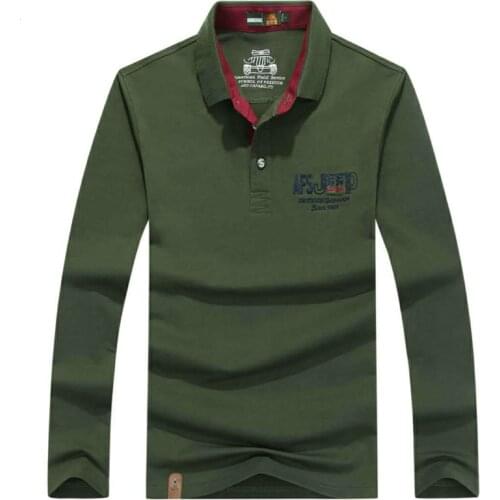 High Quality Cotton Polo Shirt Men Embroidery Breathable Long Sleeve Military Polo Hombre Plus Size 3XL Camisa Polos