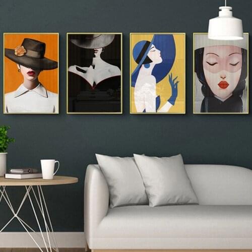 Modern Abstract Paintings Women Portrait Fashion Poster Art Print Large Figure Pictures Canvas Decorative Wall Pictures