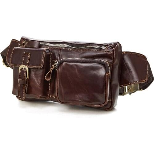 JOYIR Sports Messenger Chest Bag Men Waist Bags Genuine Leather Fanny Packs Outdoor Travel Phone Pouch Shoulder Bags Man Bolso