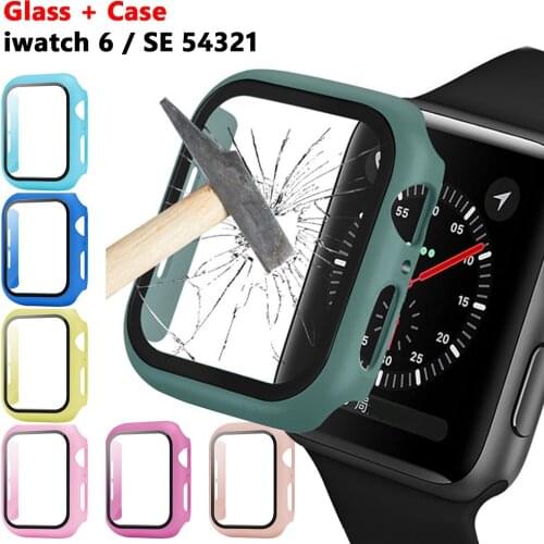 Glass+case For Apple Watch series 6 5 4 3 2 1 SE 44mm 40mm iWatch Case 42mm 38mm Screen Protector+cover apple watch Accessories