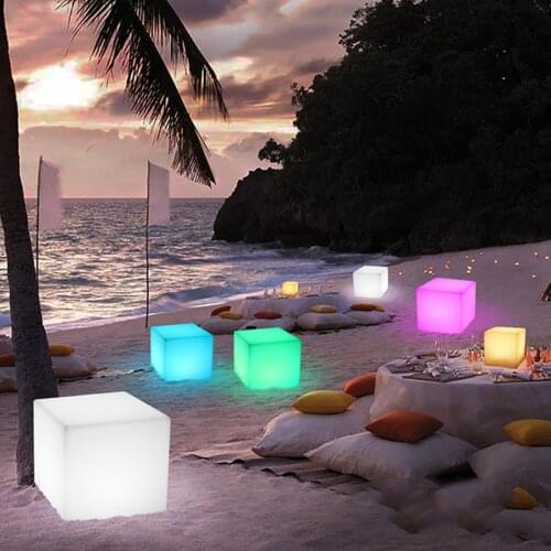 Thrisdar 30CM 40CM Led illuminated Furniture Bar led Cube Seat Chair Night light Outdoor Bar Stools Plastic Table Lamps