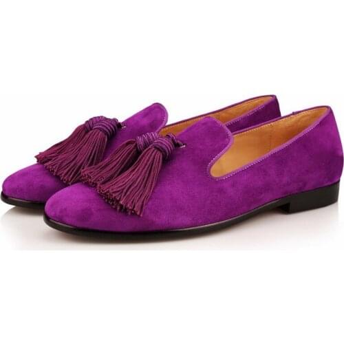 Mens loafers shoes purple tassel adorn comfortable fashion US 5-12 Mens leather wedding career work party dance shoes