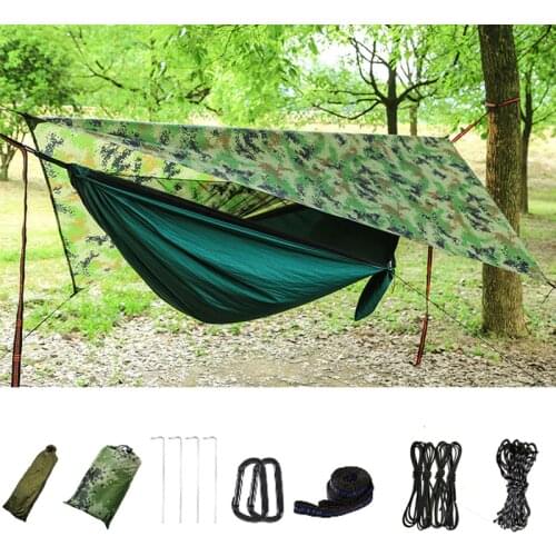 Camping Hammock Mosquito Net with Waterproof Sunshine Rain Fly Tent Tarp Lightweight Double Portable Hammocks