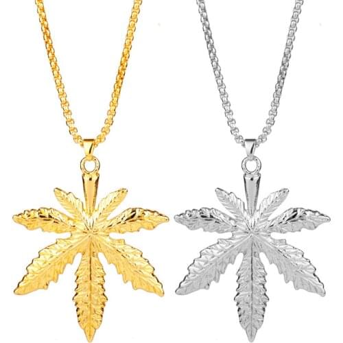 Unisex Hip Hop Jewelry Charms Necklace Cannabiss Small Weed Herb Maple Leaf Necklace Fashion Style