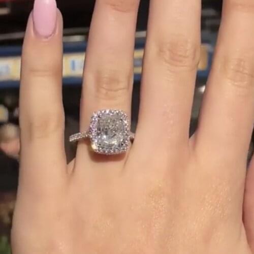 Eternal 925 Sterling Silver Rings For Women Bridal Wedding Engagement 4ct square Topaz Gemstone Anelli Trendy Jewellery gift