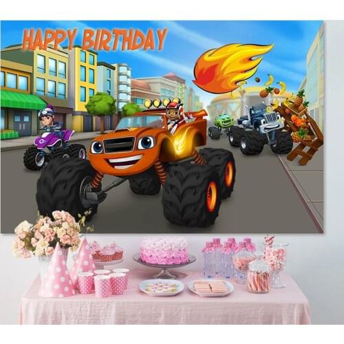 Truck Cars Backdrops For Boys Birthday Party Blaze Monsters Machine Theme Photography Photo Studio Backgrounds Vinyl Custom
