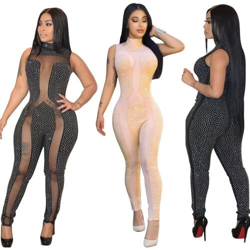 Rhinestones Mesh Stitching Bodysuit Drag Queen Grace Costumes Women Celebrity Birthday Outfit Stage Dance Wear Stage Singers