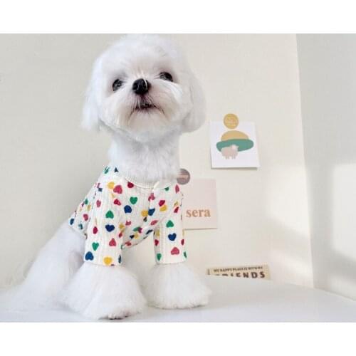 Winter Pet Dog Clothes Love Pattern Dog Sweaters Coats Warm Cute For Chihuahua Small Medium Dogs Jacket Yorkshire Costume Outfit