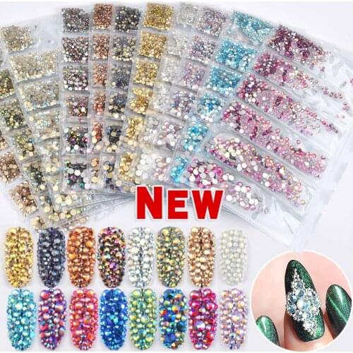 1 Pack Shiny AB Color 3D Nail Art Rhinestone Decorations Flat-back Glass Jewelry Diamond Design Manicure Accessories