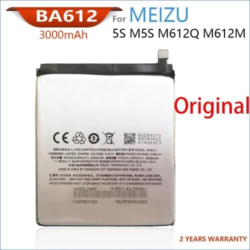 100% Genuine BA612 Battery For Meizu 5S M5S M612Q M612M 3000mAh Mobile Phone New High Quality Original Batteries Bateria