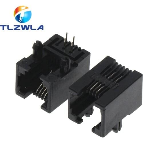 100PCS RJ11 95001-6P4C 6P6 RJ10 Socket Black Phone Socket 6P4C Socket Telephone Socket Hot New RJ10 Telephone Socket RJ11