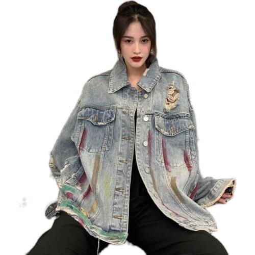 2020 Jacket Denim 2020 Fashion Loose Street Hip Hop Free Shipping Real Shot For Men And Women Washed Old Hole