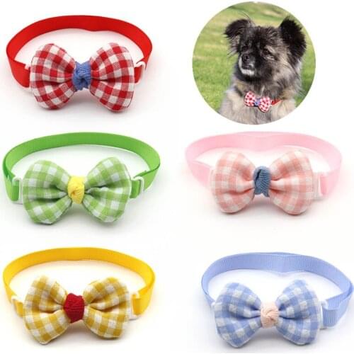50/100 Pc Dog Accessories for Small Dogs Grid Dogs Bow Ties Necktie Adjustable Puppy Cat Dog Grooming Collar Bowtie Pet Supplies