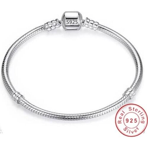 90% OFF Fine Jewelry 925 Sterling Silver Charm Bracelet Bangle Soft Smooth Snake Bone Bracelets for Women men DIY Jewelry Gift