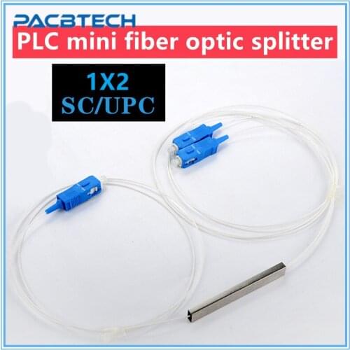 Free shipping 1X2 PLC SC/UPC SM 0.9mm G657A1 PVC 1m FTTH Fiber Optic Splitter