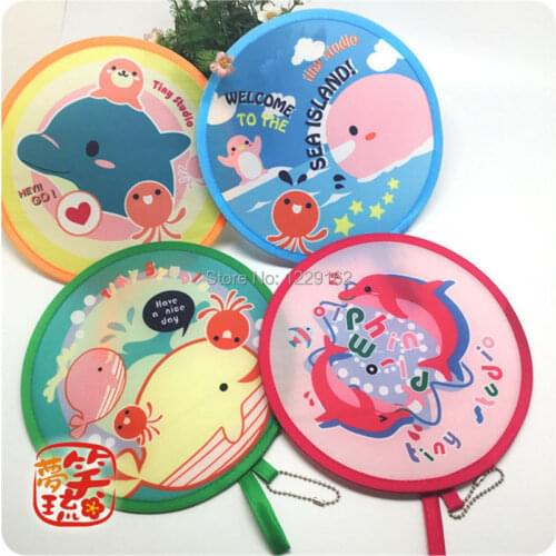 Free shipping (4pcs/lot) Nylon Portable Folding Fan Round Fan cool summer hand fan/Flying disk creative party gift