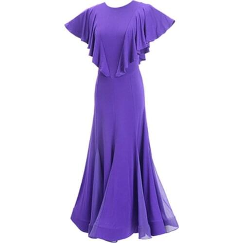 Ballroom dance big swing skirt new modern dance skirt practice skirt small round neck lotus leaf sleeveless show ballroom dance