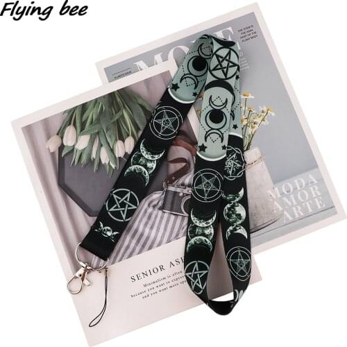Flyingbee Moon Symbol Keychain Tags Strap Neck Lanyards For Keys ID Card Pass Gym Phone USB Badge Holder DIY Hang Rope X1709