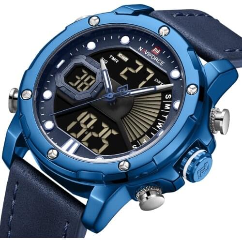 NAVIFORCE Top Man Business Luxury Watches Fashion Quartz Watch for Men Waterproof Dual Display Military Male Clock Relogio Mascu