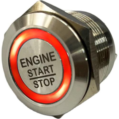 Laser "ENGINE START STOP" Green Ring Illuminated Momentary Switch+CE+RoHS 22mm