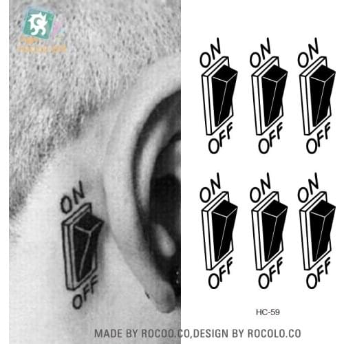 HC-59/ Black Switch G-Dragon with the same GD Temporary Tattoo Black Cool ON/OFF Waterproof Tattoo Sticker Men