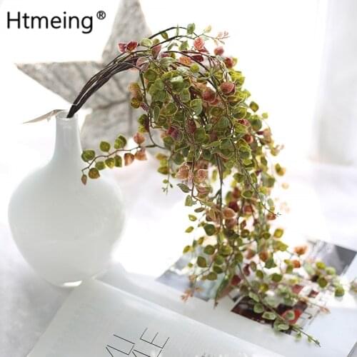 Htmeing 1 pcs Artificial Vines Faux Leaves Garland Fake Hanging Eucalyptus Greenery Garland for Wedding Backdrop Arch Wall Decor