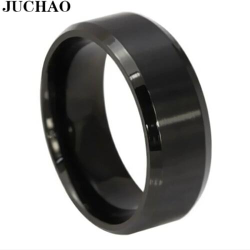 JUCHAO Jewellery Classic Rings Men Titanium Steel Black Jewelry ring New 2020