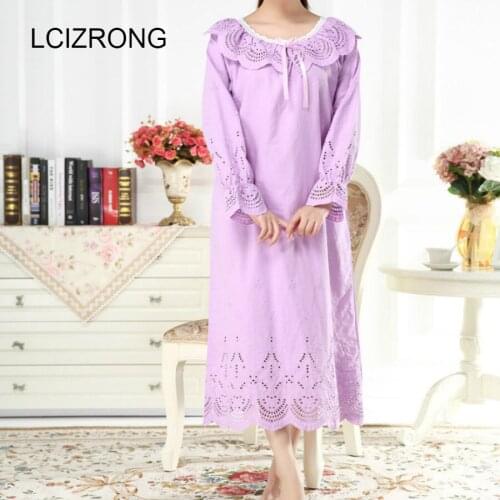 Summer Loose Nightgown Elegant Embroidery Women Nightshirt Fat Nightgowns Sleep Lolita Home Dress Mom Girl Night Dress Sleepwear
