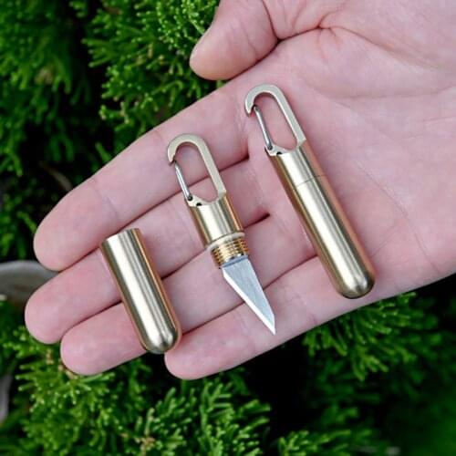 Mini Portable Cutting Tool Brass Multi-function EDC Key Ring Pendant Tool Capsule Knife