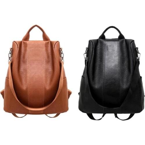 New Fashion Backpack PU Leather Casual Backpack Vintage Shoulder Schoolbag Anti-theft Travel Knapsack Leisure Daily Shopping