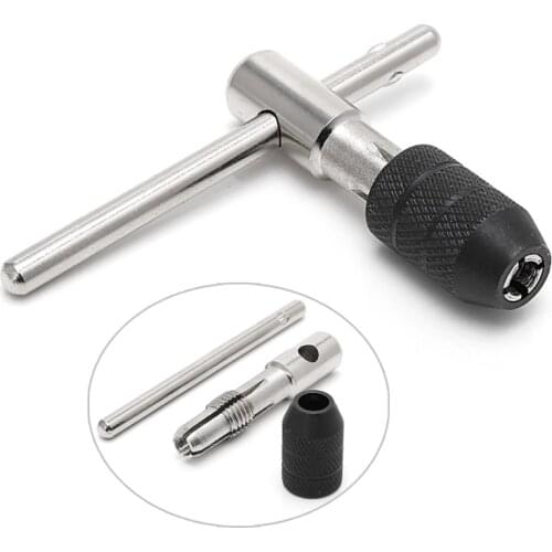 5 Pcs T Type Hand Screw Thread Taps Drill Kit M3 M4 M5 M6 Set w/Wrench