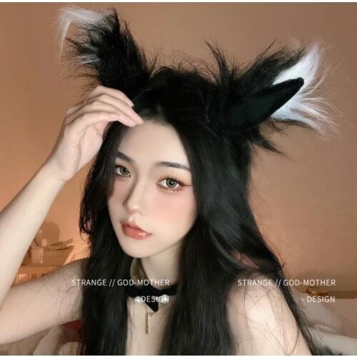 Cute cat ears hair band female imitation hand made plush animal ears hair clip Wolf ears fox headdress Japanese hair accessories