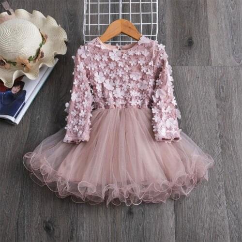 Autumn Girls Dress Flower Petals Fairy Princess Dress Long Sleeve Little Girls Casual Dress Kids Party Clothing Children Clothes