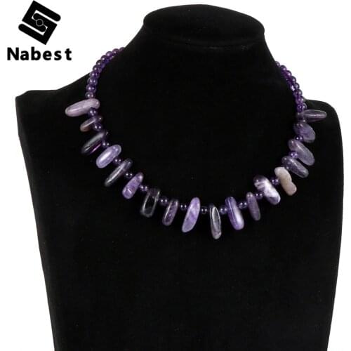 Women Natural Stone Amethysts India Onyx Lapis Lazuli Necklace Irregular Beaded Stand Stand Clavicle Chain Chokers Party Jewelry