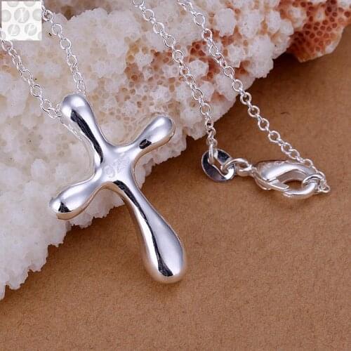 P105 Factory price high quality jewelery N925 Silver color large drops of cross pendant simple Silver color pendant