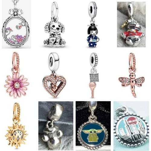 PDD DZ 54 925 Sterling Silver Spring New Charm Pendant with DIY Bracelet Necklace Jewelry Gift Carving Suitable for Women