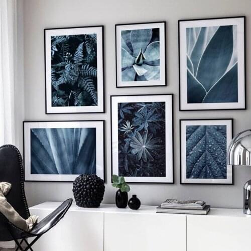 Blue Flower Agave Fern Leaves Plant Nordic Posters And Prints Wall Art Canvas Painting Wall Pictures For Living Room Home Decor