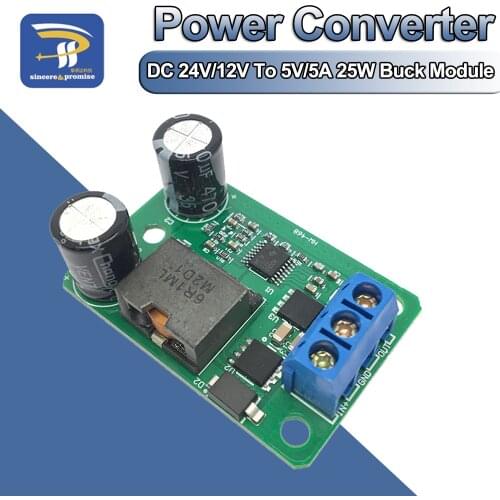 24V/12V To 5V/5A 25W DC Buck Step Down Power Supply Module Synchronous Rectification Converter Replace LM2596S