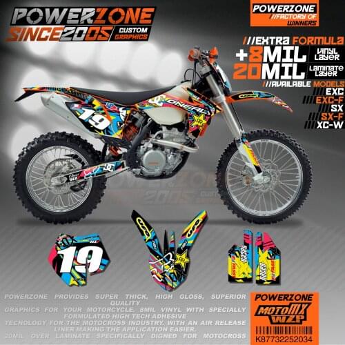 PowerZone Custom Team Graphics Backgrounds Decals 3M Stickers Kit For KTM SX SXF MX EXC XCW Enduro 125cc to 500cc 2011-2016 034