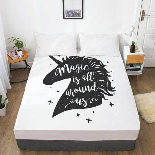Unicorn Cartoon Fitted Sheets Mattress Cover With Elastic Band 3D Bed Sheet LinensFor Baby Kids Child Girls Boys 180x200 200x220