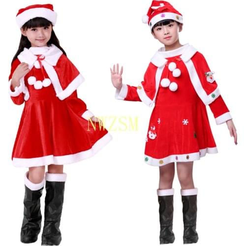 Christmas Santa Claus Fancy Dress Costume Cosplay Children Girls Santa Claus Clothes In Christmas Costume Cosplay Suit Dress Up