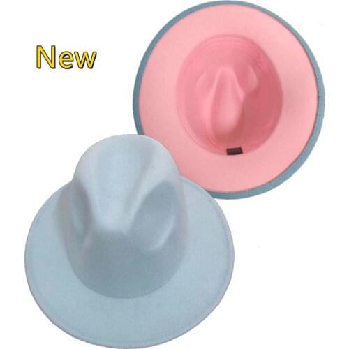 Two-color fedora hat new color top hat unisex hat jazz new Panama church hat 2021 latest color professional wholesale