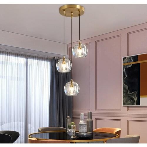 Modern Crystal Pendant Lights American Luxury Gold Hanglamp For Bedroom Dining Room Bar Decor Home Loft Led Luminaire Suspension