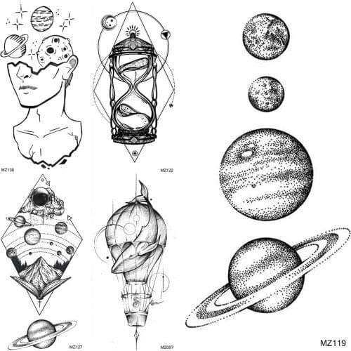 Dot Pattern Planets Temporary Tattoos Sticker Realistic Fake Galaxy Face Whale Tatoo Waterproof Body Art Arm Tatoo For Women Men